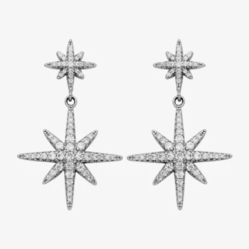 Paris 1901 By Charles Garnier North Star Womens Cubic Zirconia Sterling Silver Star Drop Earrings