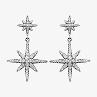 Paris 1901 By Charles Garnier North Star Womens Cubic Zirconia Sterling Silver Star Drop Earrings