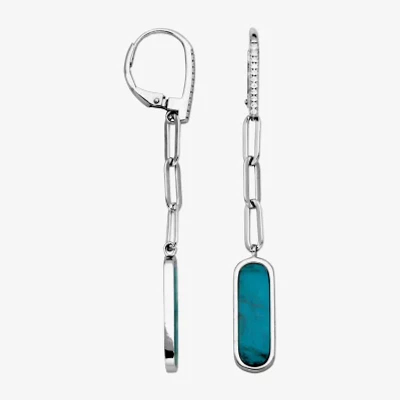 Paris 1901 By Charles Garnier Womens Stabilized Blue Turquoise Sterling Silver Drop Earrings
