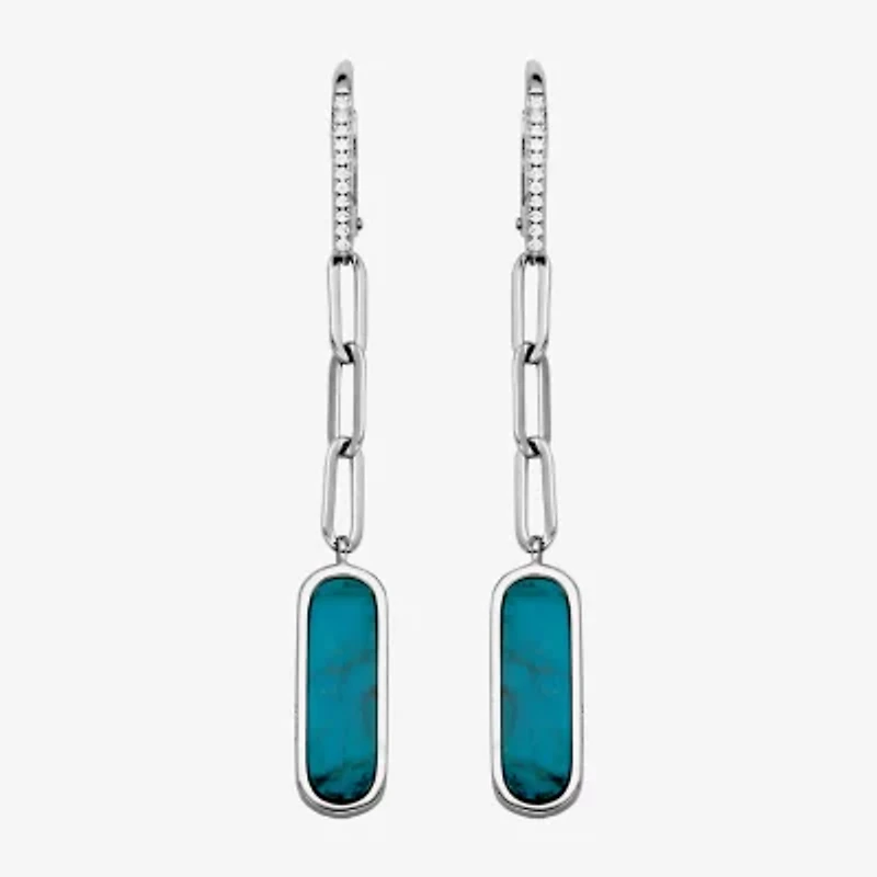 Paris 1901 By Charles Garnier Womens Stabilized Blue Turquoise Sterling Silver Drop Earrings