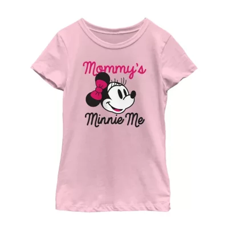 Little & Big Kid Girls Crew Neck Short Sleeve Regular Fit Minnie Mouse Graphic T-Shirt