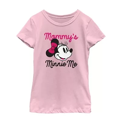 Little & Big Kid Girls Crew Neck Short Sleeve Regular Fit Minnie Mouse Graphic T-Shirt