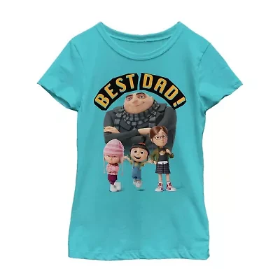 Little & Big Kid Girls Crew Neck Short Sleeve Regular Fit Despicable Me Graphic T-Shirt