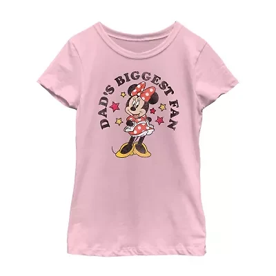 Little & Big Kid Girls Crew Neck Short Sleeve Regular Fit Minnie Mouse Graphic T-Shirt