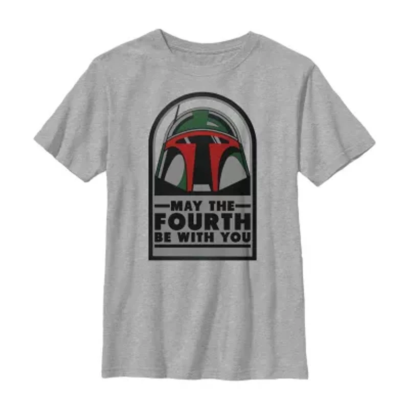 May The 4th Little & Big Kid Boys Crew Neck Short Sleeve Regular Fit Star Wars Graphic T-Shirt