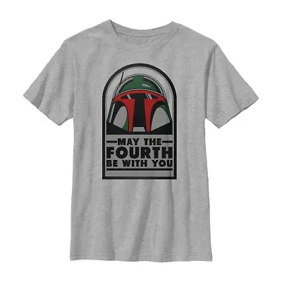 May The 4th Little & Big Kid Boys Crew Neck Short Sleeve Regular Fit Star Wars Graphic T-Shirt