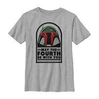 May The 4th Little & Big Kid Boys Crew Neck Short Sleeve Regular Fit Star Wars Graphic T-Shirt