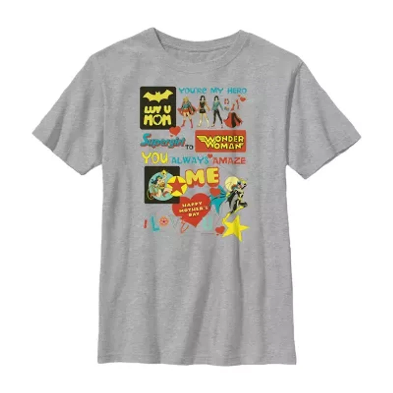 Little & Big Kid Boys Crew Neck Short Sleeve Regular Fit DC Comics Graphic T-Shirt
