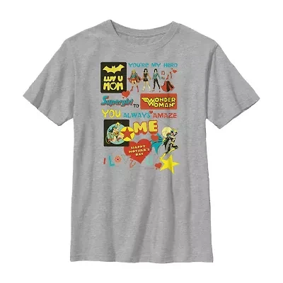 Little & Big Kid Boys Crew Neck Short Sleeve Regular Fit DC Comics Graphic T-Shirt