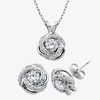 DiamonArt® Cubic Zirconia Love Knot Pendant Necklace & Earring Set