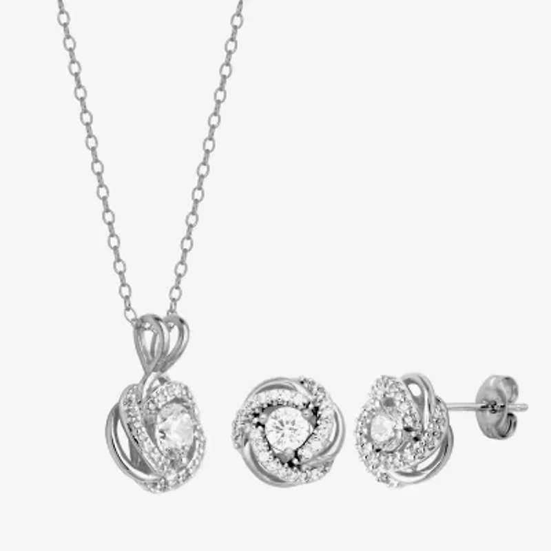 DiamonArt® Cubic Zirconia Love Knot Pendant Necklace & Earring Set