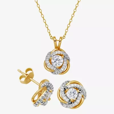DiamonArt® 1 1/3 CT. T.W. Cubic Zirconia 18K Gold Over Silver 2 Pc Jewelry Set