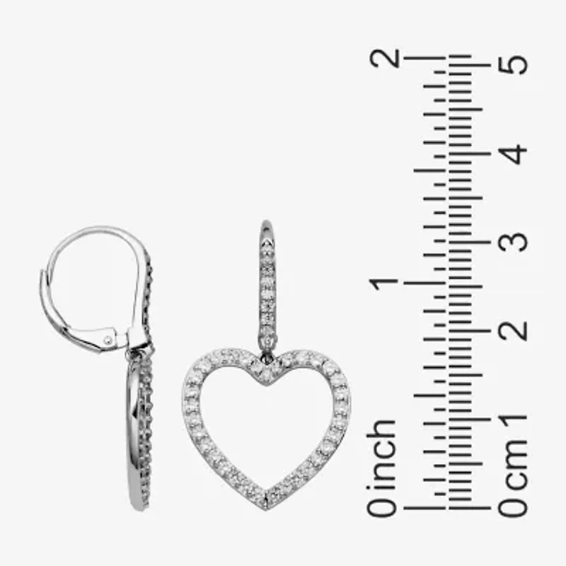 Diamonart Womens 2 CT. T.W. Cubic Zirconia Sterling Silver Heart Drop Earrings