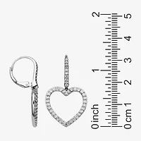 Diamonart Womens 2 CT. T.W. Cubic Zirconia Sterling Silver Heart Drop Earrings