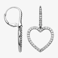 Diamonart Womens 2 CT. T.W. Cubic Zirconia Sterling Silver Heart Drop Earrings