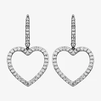 Diamonart Womens 2 CT. T.W. Cubic Zirconia Sterling Silver Heart Drop Earrings