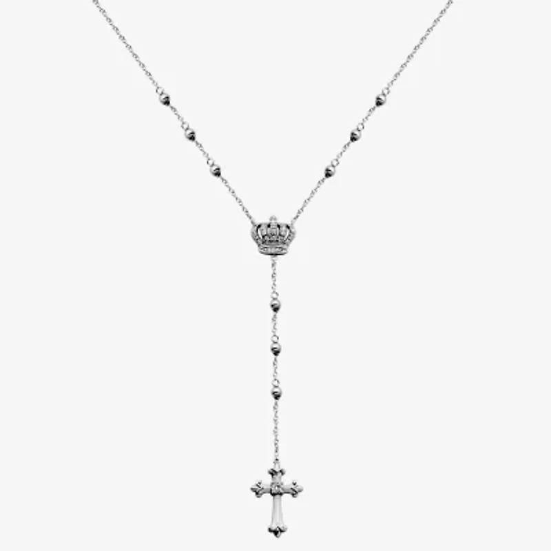 DiamonArt® Womens White Cubic Zirconia Sterling Silver Cross Y Necklace