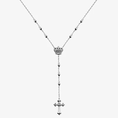 DiamonArt® Womens White Cubic Zirconia Sterling Silver Cross Y Necklace