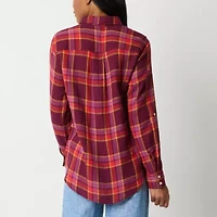 St. John's Bay Womens Long Sleeve Cuffed Sleeve Regular Fit Button-Down Shirt