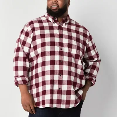 St. John's Bay Mens Long Sleeve Classic Fit Big and Tall Flannel Shirt
