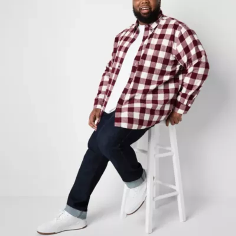 St. John's Bay Mens Long Sleeve Classic Fit Big and Tall Flannel Shirt