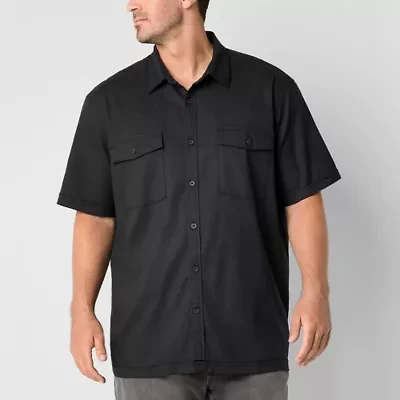 Shaquille O'Neal XLG Utility Mens Short Sleeve Regular Fit Big and Tall Button-Down Shirt