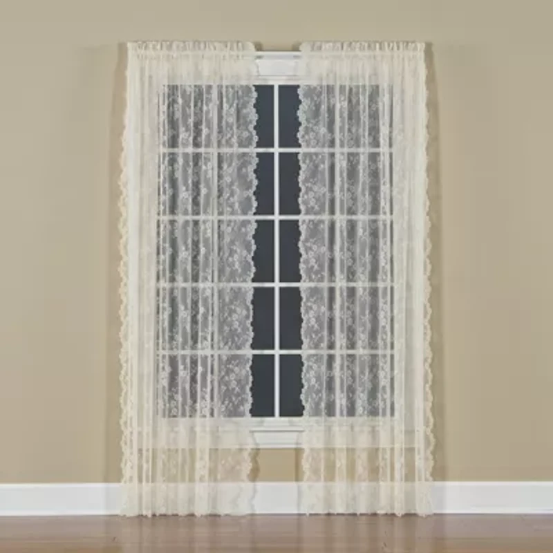 Saturday Knight Petite Fleur Rod Pocket Sheer Single Curtain Panel