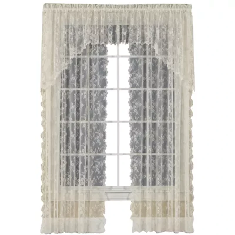 Saturday Knight Petite Fleur Rod Pocket Sheer Single Curtain Panel