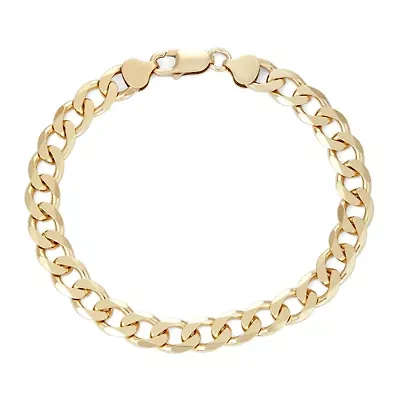 Mens 18K Yellow Gold Over Silver 9", 8.8mm Curb Chain Bracelet