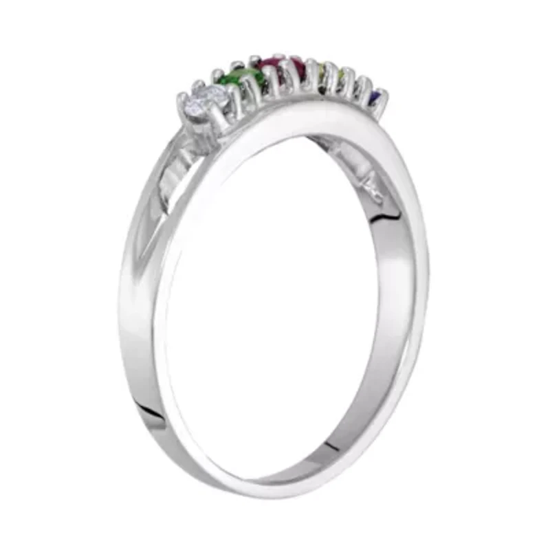 Personalized Sterling Silver Simulated Birthstone Family Ring