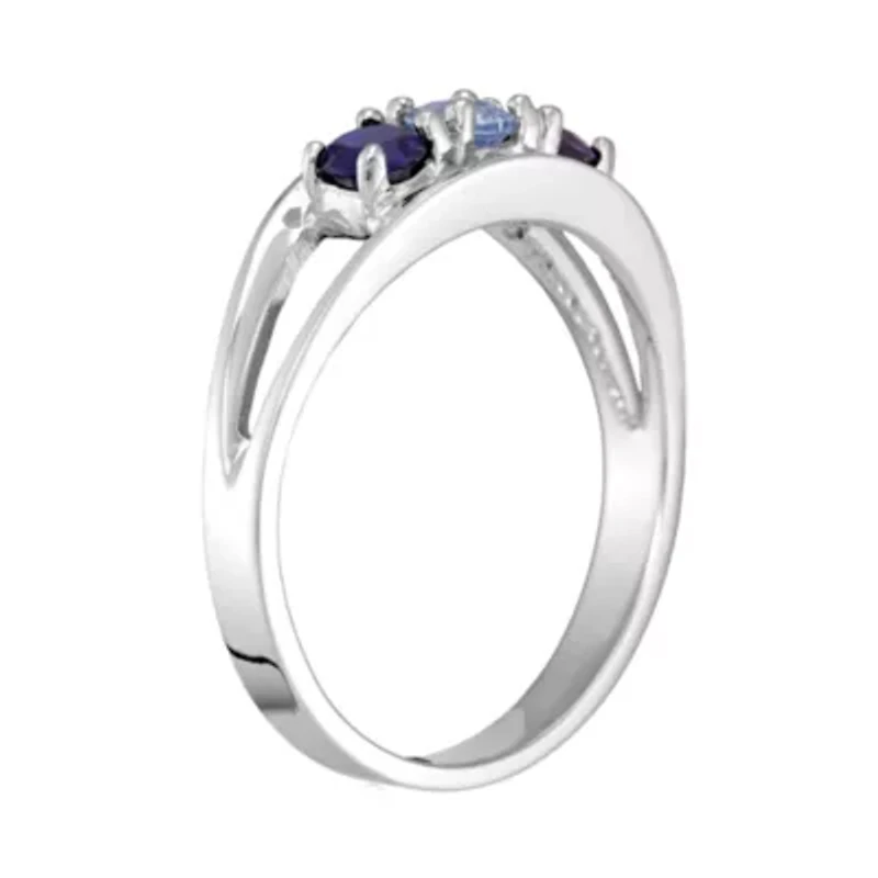 Personalized Sterling Silver Simulated Birthstone Family Ring