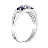 Personalized Sterling Silver Simulated Birthstone Family Ring