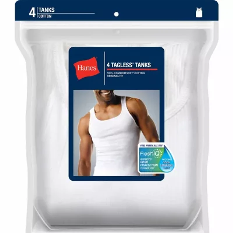 Hanes Comfortsoft Mens Sleeveless 4 Pack Tank