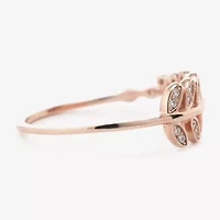 Silver Treasures Leaf Womens Cubic Zirconia 24K Rose Gold Over Band
