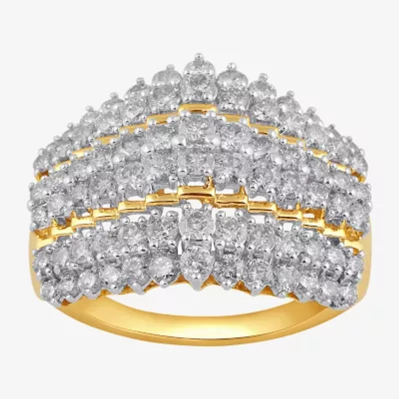 Womens 2 CT. T.W. Natural White Diamond 10K or 14K  Yellow Gold Cocktail Ring
