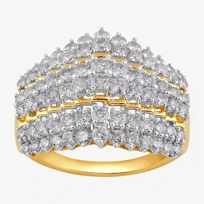 Womens 2 CT. T.W. Natural White Diamond 10K or 14K  Yellow Gold Cocktail Ring