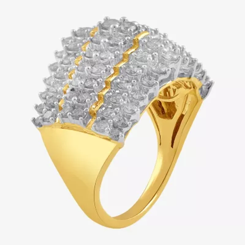 Womens 2 CT. T.W. Natural White Diamond 10K or 14K  Yellow Gold Cocktail Ring