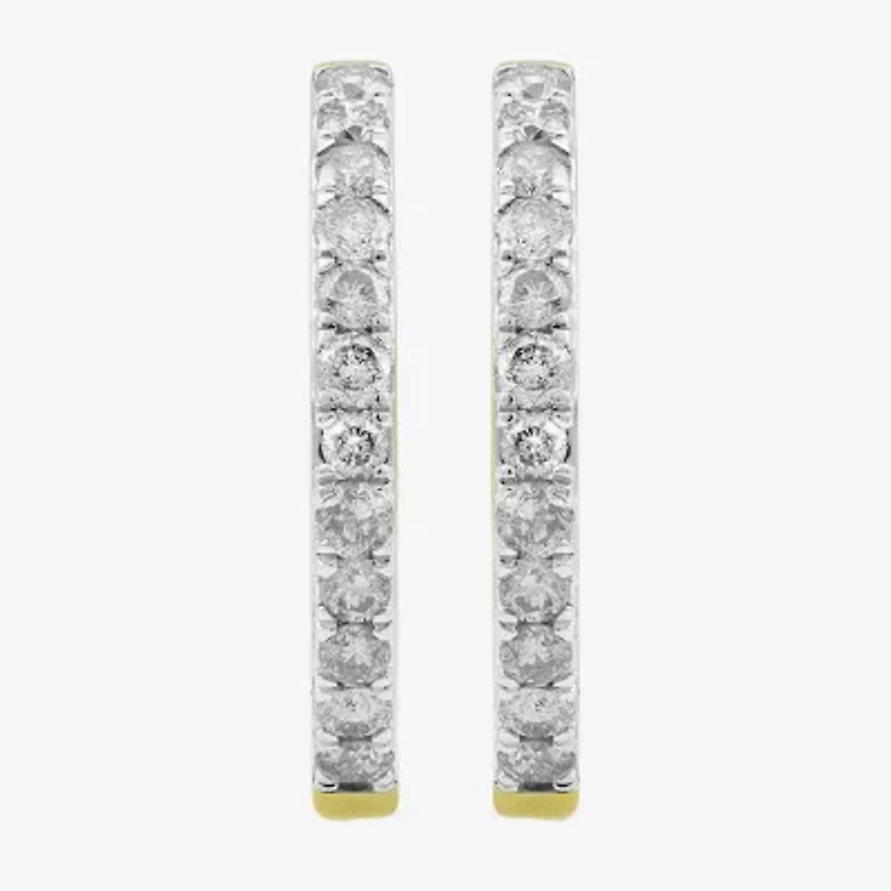 1 CT. T.W. Natural White Diamond 10K or 14K White, Yellow, Rose Gold 22.5mm Hoop Earrings