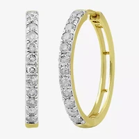1 CT. T.W. Natural White Diamond 10K or 14K White, Yellow, Rose Gold 22.5mm Hoop Earrings