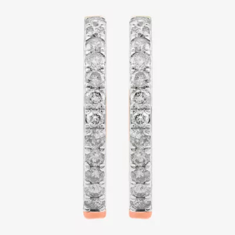 1 CT. T.W. Natural White Diamond 10K or 14K White, Yellow, Rose Gold 22.5mm Hoop Earrings