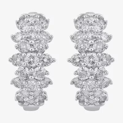 Womens 2 CT. T.W. Natural White Diamond 10K Gold 16mm Hoop Earrings