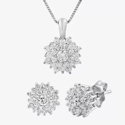Diamond Blossom 1 CT. T.W. Natural White 10K or 14K White, Yellow, Rose Gold 2-pc. Jewelry Set