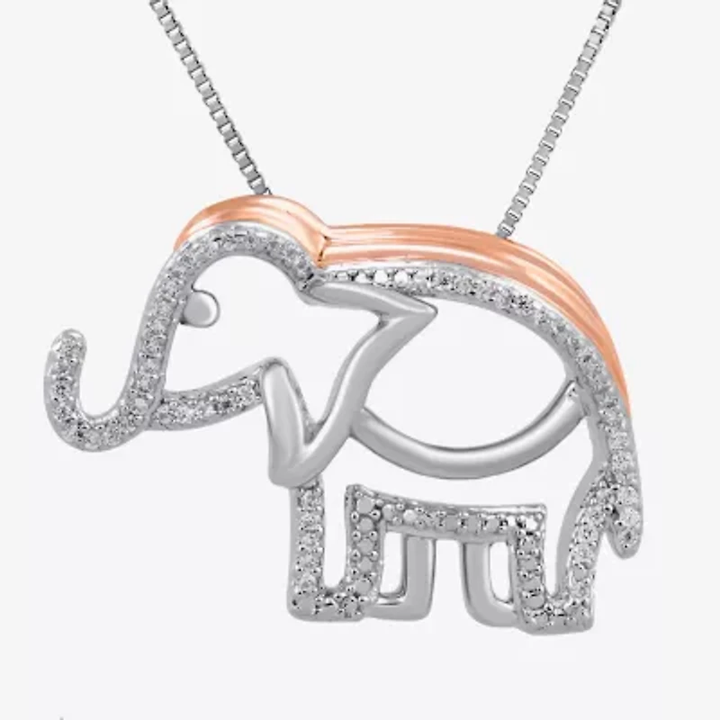 1/10 CT. T.W. Diamond  Elephant Pendant Necklace in Sterling Silver