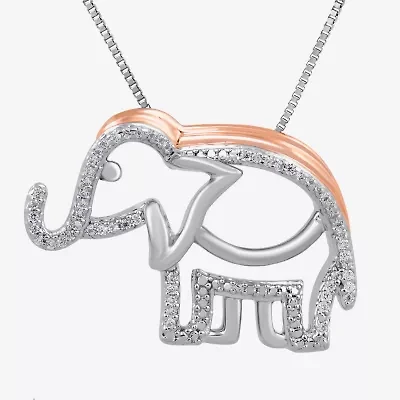 1/10 CT. T.W. Diamond  Elephant Pendant Necklace in Sterling Silver
