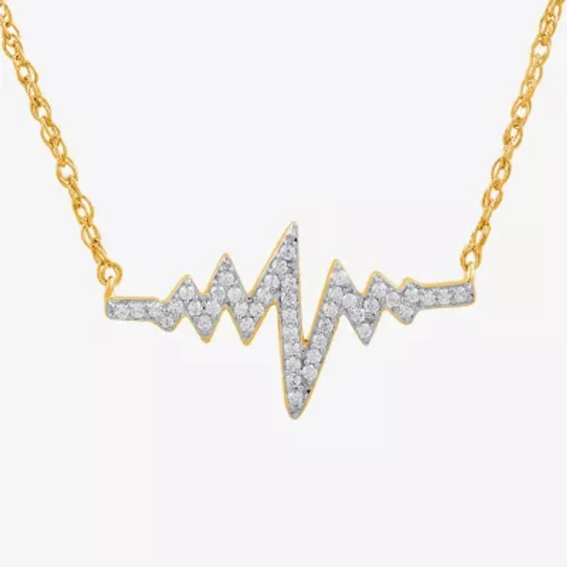 1/7 CT. T.W. Diamond Heartbeat Necklace 14K Gold Over Silver