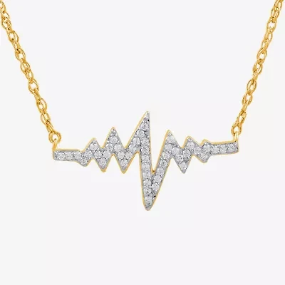 1/7 CT. T.W. Diamond Heartbeat Necklace in 14K Gold Over Silver