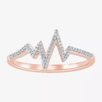Heartbeat Womens 1/10 CT. T.W. Natural White Diamond Cocktail Ring 14K Gold Over Silver