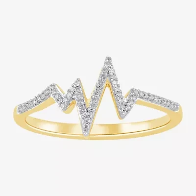 Heartbeat Womens 1/10 CT. T.W. Natural White Diamond Cocktail Ring 14K Gold Over Silver