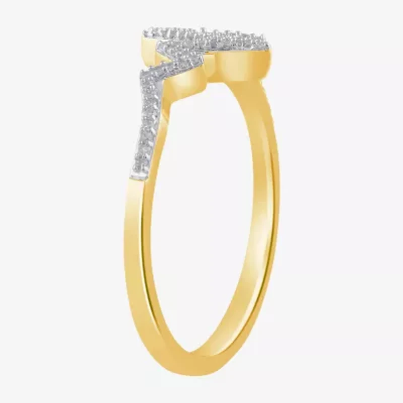 Heartbeat Womens 1/10 CT. T.W. Natural White Diamond Cocktail Ring 14K Gold Over Silver