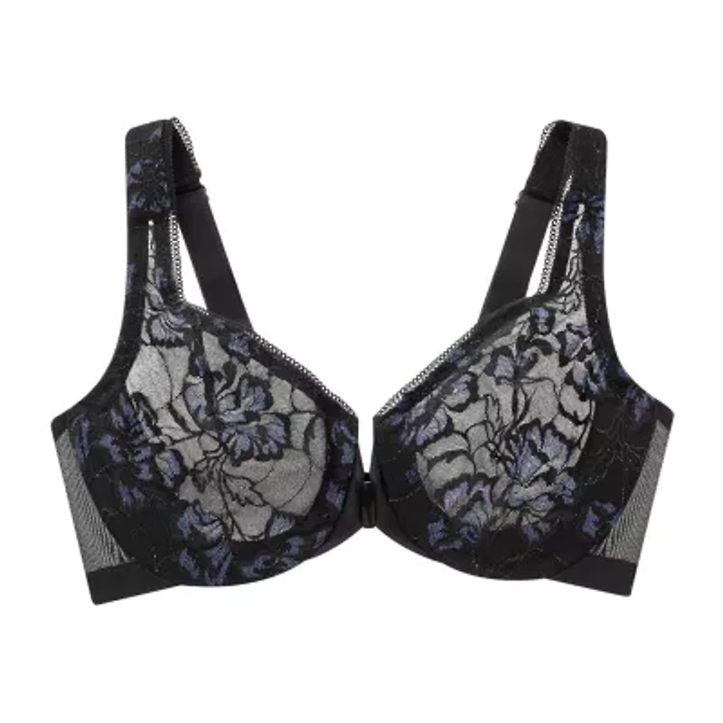 Glamorise Lacey T-Back Front-Closure WonderWire® Underwire Bra-9246